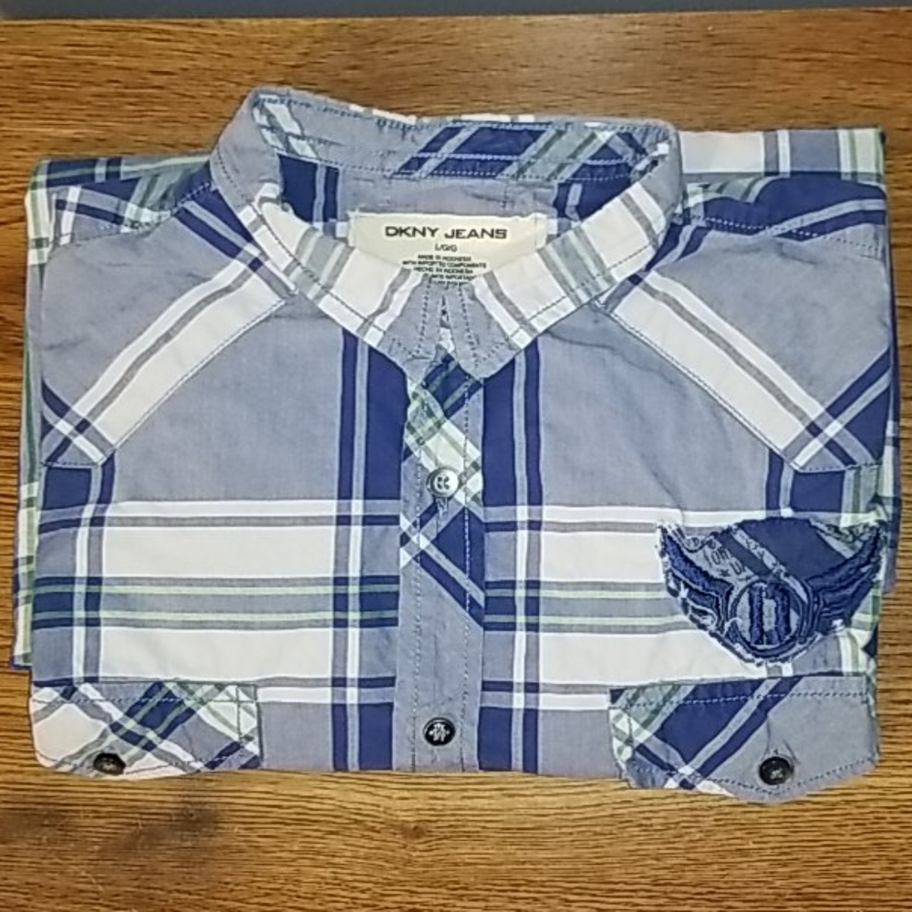 <DKNY JEANS> Casual Long Sleeve Plaid Cotton Shirt